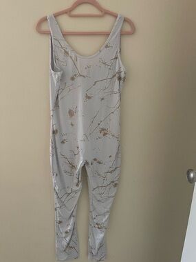 City Threads White and Gold Marble-Print Jumpsuit